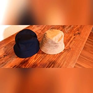 2 suede Charter Club bucket hats